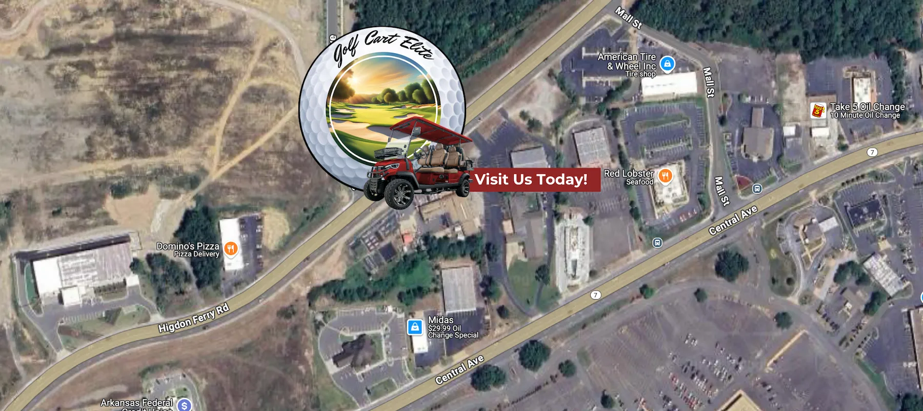 photo of Golf Cart Elite and the exact Google Map location of their golf cart dealer building