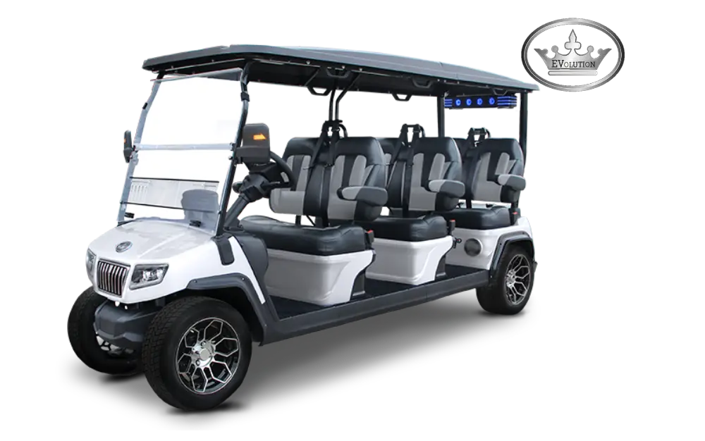 photo of an H60 Series Roxie golf cart with the Roxie brand logo